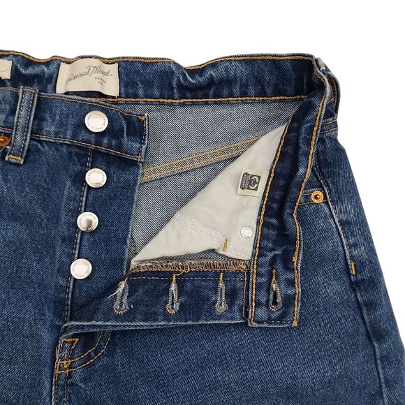 Universal Thread Jeans Womens 4R Blue Baggy Mid Rise Button Cuffed Hem 90s Retro - Picture 4 of 12